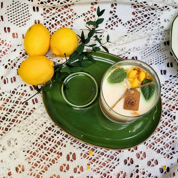 Große Zitronen Duftkerze im Glas
