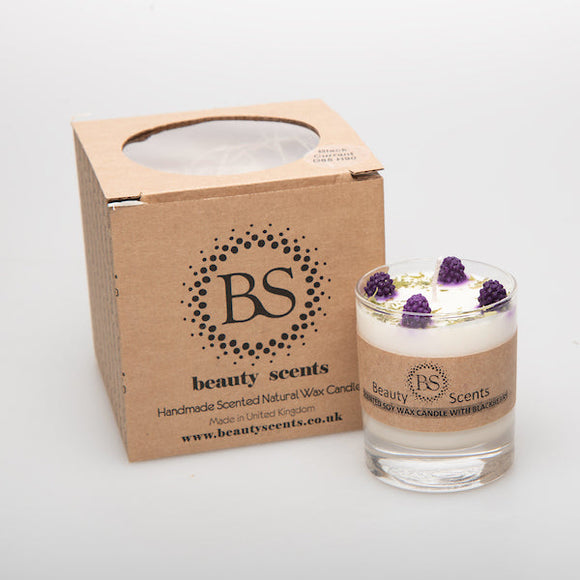 Small Candles with Blackberry in glass container